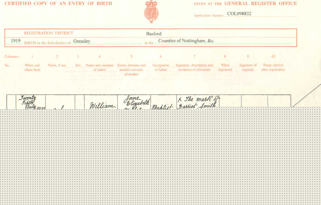 John Willis' Birth Cert.